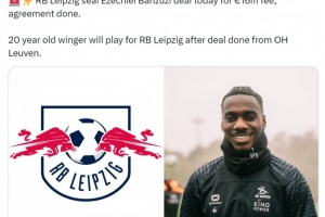 米乐-罗马诺：莱比锡1600万欧敲定20岁荷兰中场班祖齐